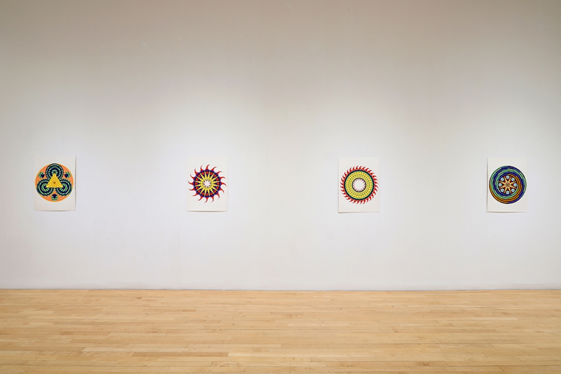 four circular paintings on paper