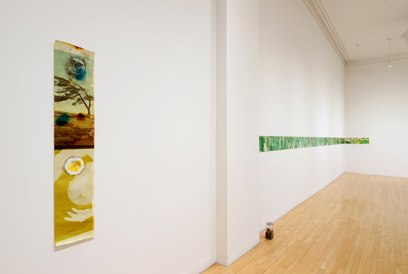 installation of abstract photos in gallery