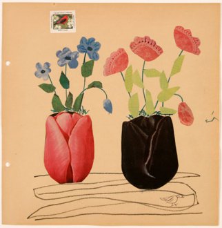 2 vases with flowers collage