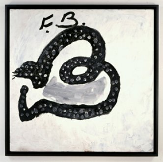 black and white painting of snake