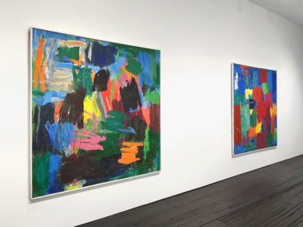 installation view of 2 paintings on wall