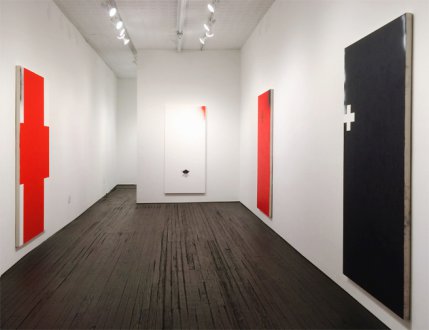 installation view of exhibition with 4 paintings