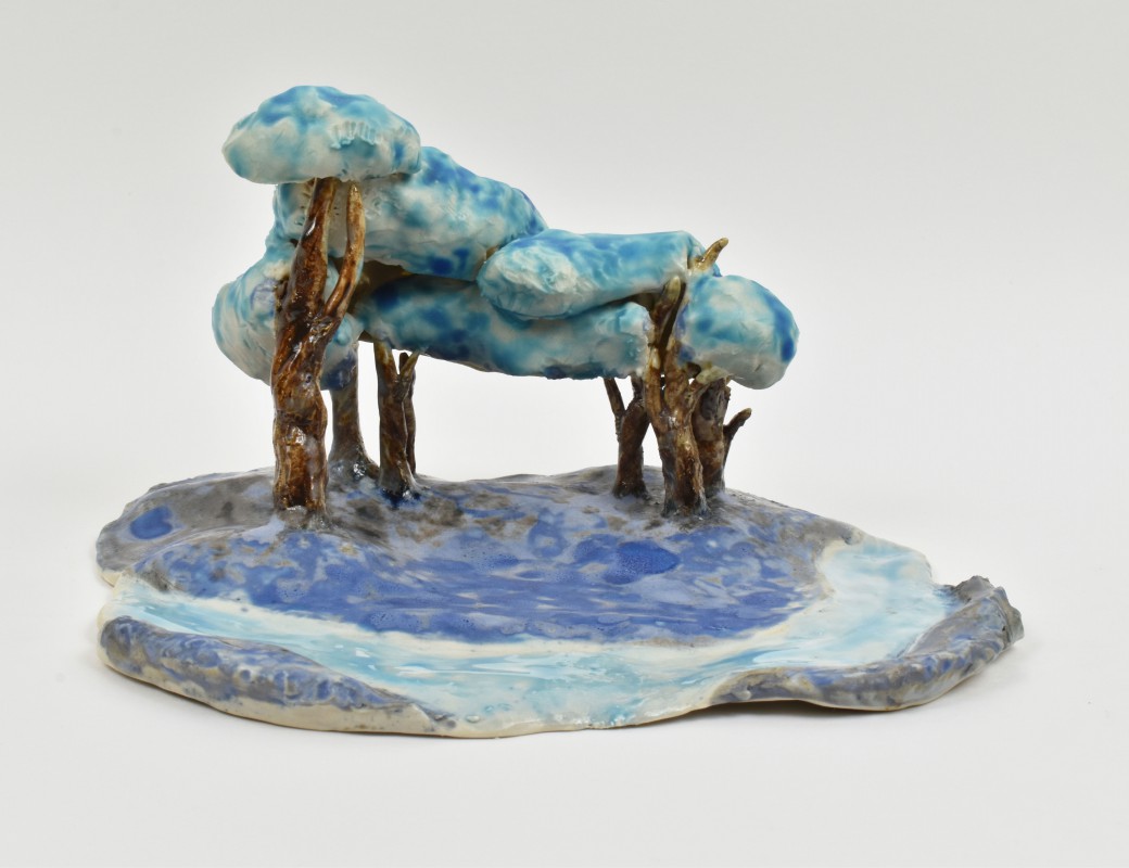 blue landscape in porcelain