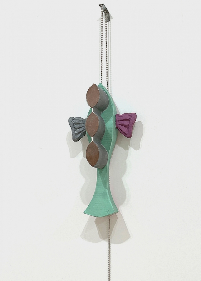 Fish on a Line aqua resin with steel bracket and chain