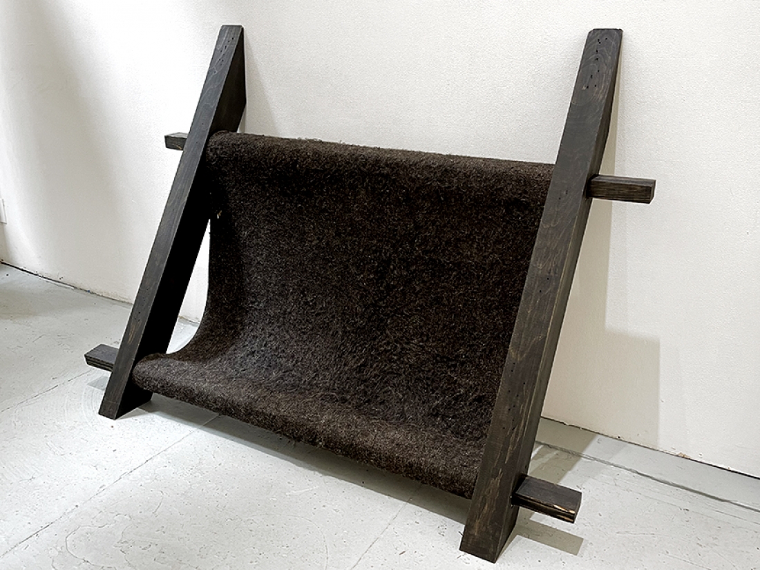 wood and felt large chair