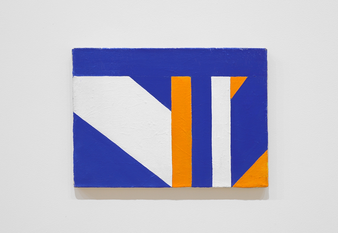 orange, blue and white geometric painting