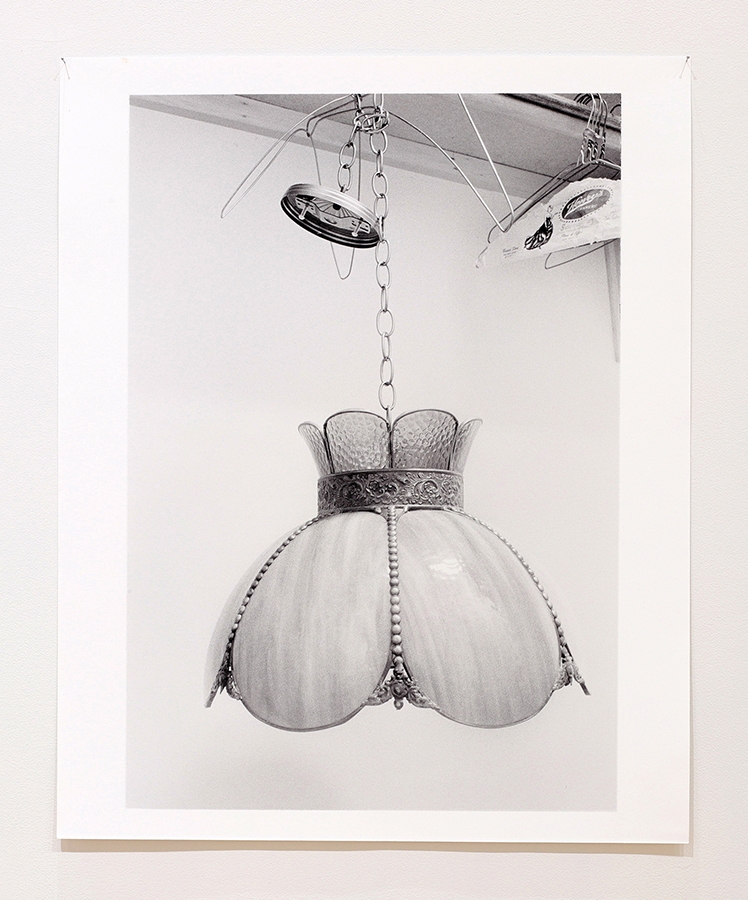 black and white photo of lamp
