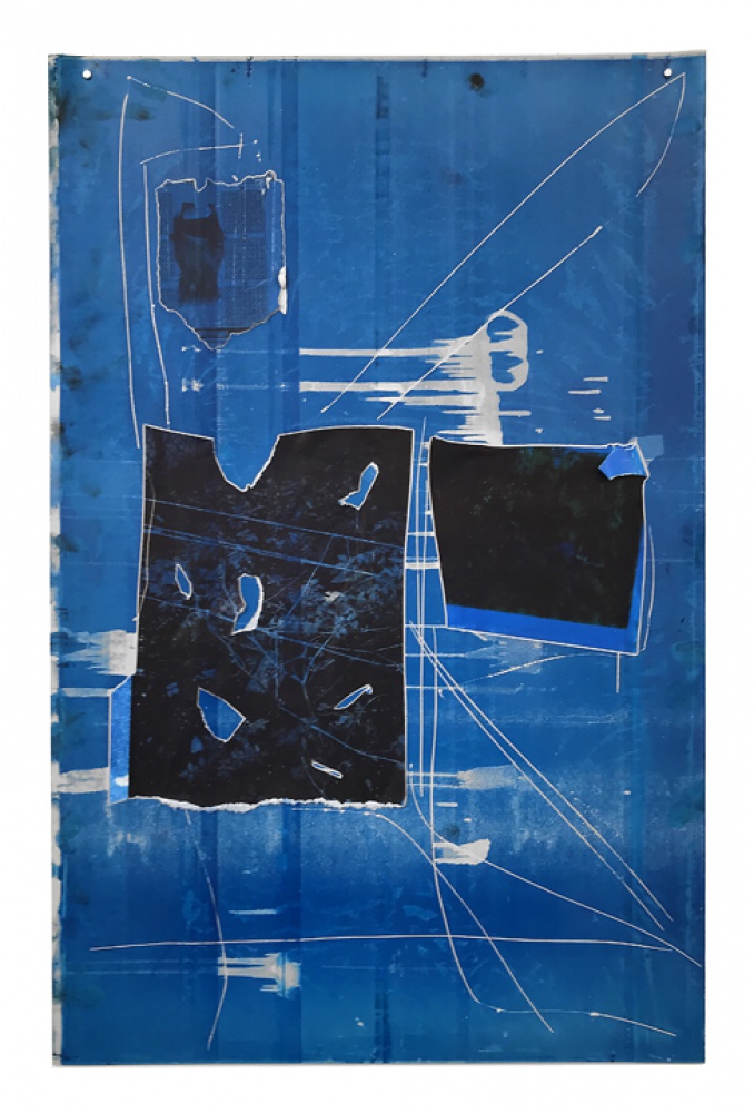 blue and black and white and line artwork
