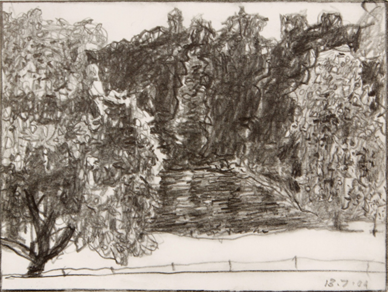 graphite drawing of landscape