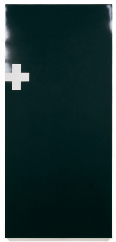 black painting with white cross