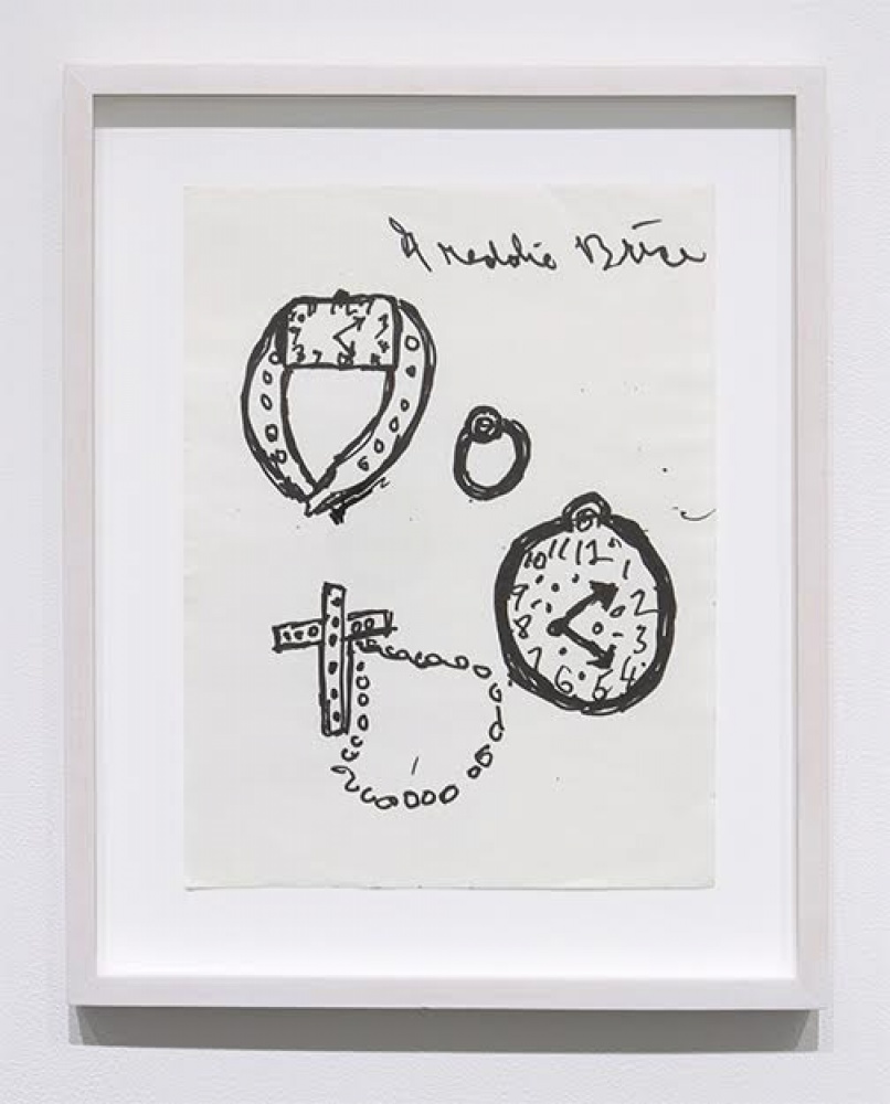 a clock a ring, a wrist watch and a cross