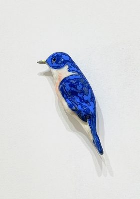 blue ceramic bird