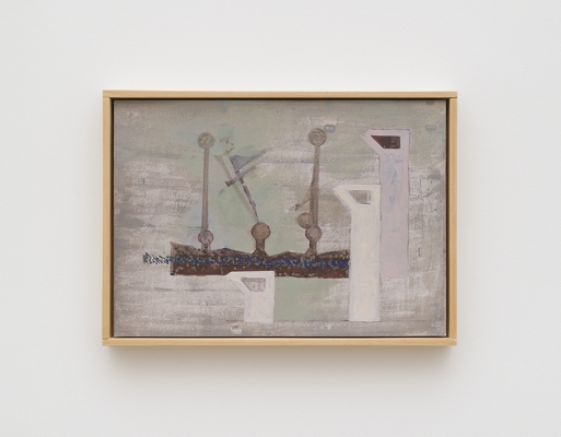 small gray abstract painting of a boat