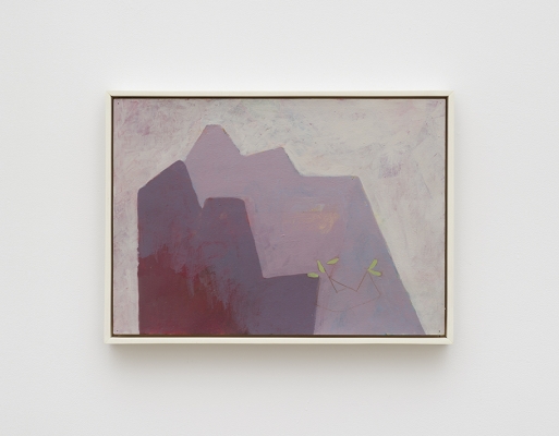 small abstract painting of mountains with leaves