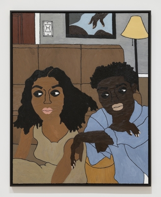 painting of couple on couch