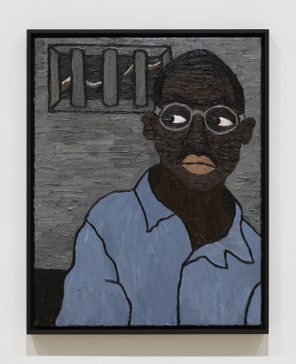 painting of young man in jail