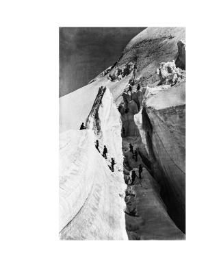 Shahrzad Kamel photograph of 19th century French climbers, original work in Met Museum collection