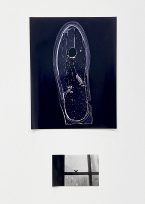 two photographs one of a sole of a shoe