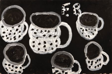 cups in white on black background
