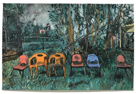 chairs outside with trees