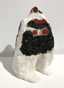 black red and white figure