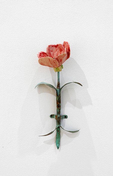 Mary Carlson sculpture of red rose